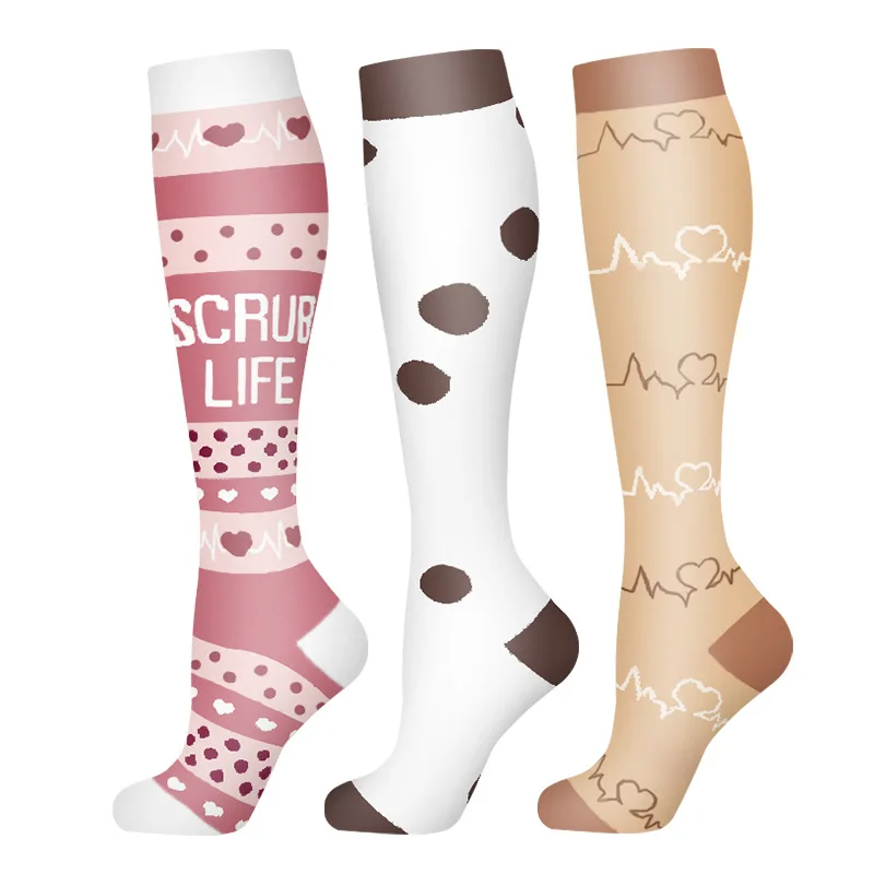3/6 Paar Kompressionssocken Outdoor-Sport Reiten Kompresse Stretchstrümpfe Krankenschwester Wadendruck Beinsocken Geschwollene Krampfadern – Detail 7