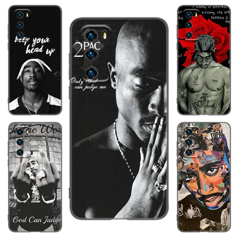 2Pac Tupac Shakur Black Phone Case For Huawei P20 P30 P40 Lite P60 Art Pura 70 Ultra P50 Pro P50E P Smart 2018 2019 2020 2021