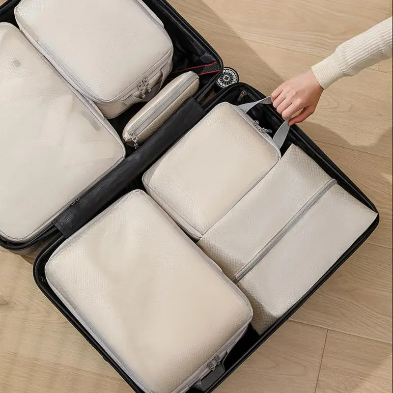 Travel Storage Bags For Luggage 6 Pcs Compression Travel Organiser Double-stitched Zipper And Reinforced Handle Suitcase