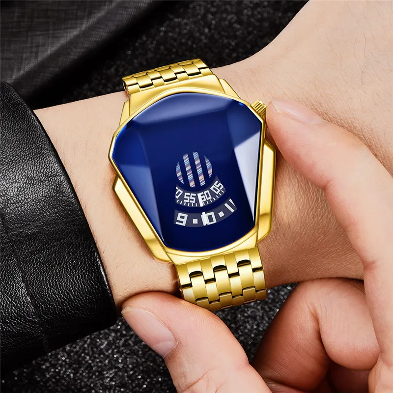 Unique Designer Watches For Men Students Boys Fashion Alloy Band Cool Iron Man Golden Quartz Warch Relogios Masculinos Ouro 2024