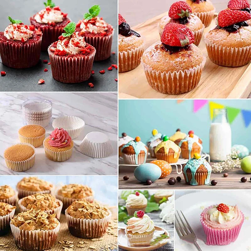 100Pcs Muffins Paper Cupcake Wrappers Baking Cups Cases Muffin Boxes Cake Cup Decorating Tools Kitchen Cake Tools DIY