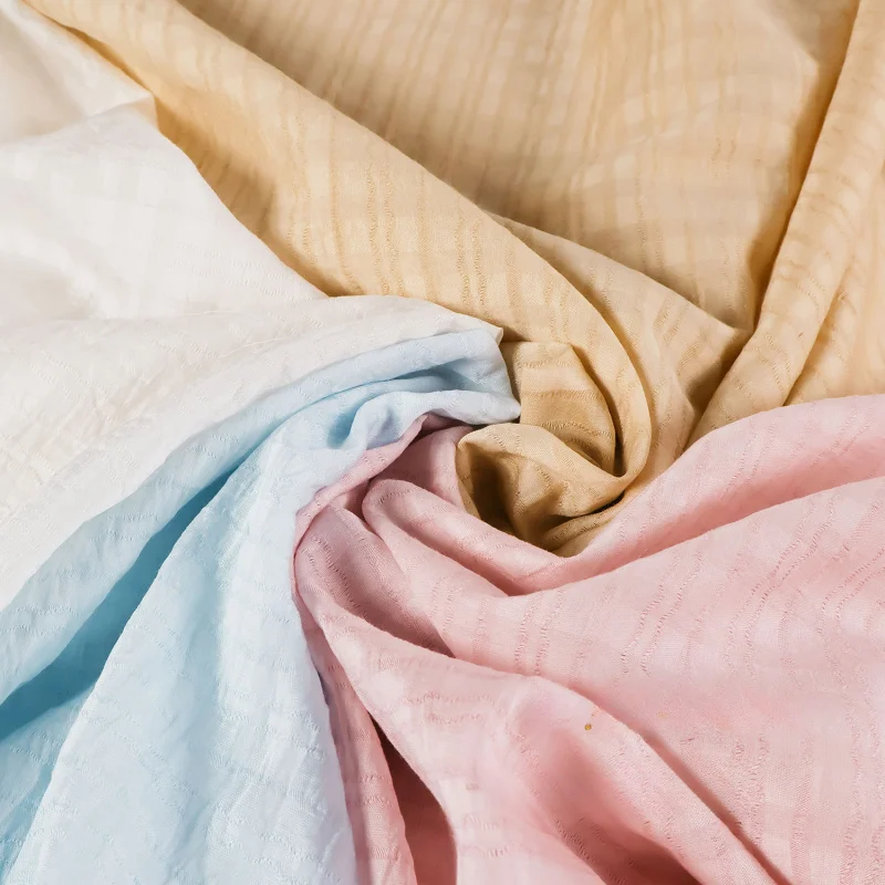 CSoft and skin-friendly multi-color horizontal wave pattern Tencel cotton-linen fabric for making dresses, shirts, and clothingB