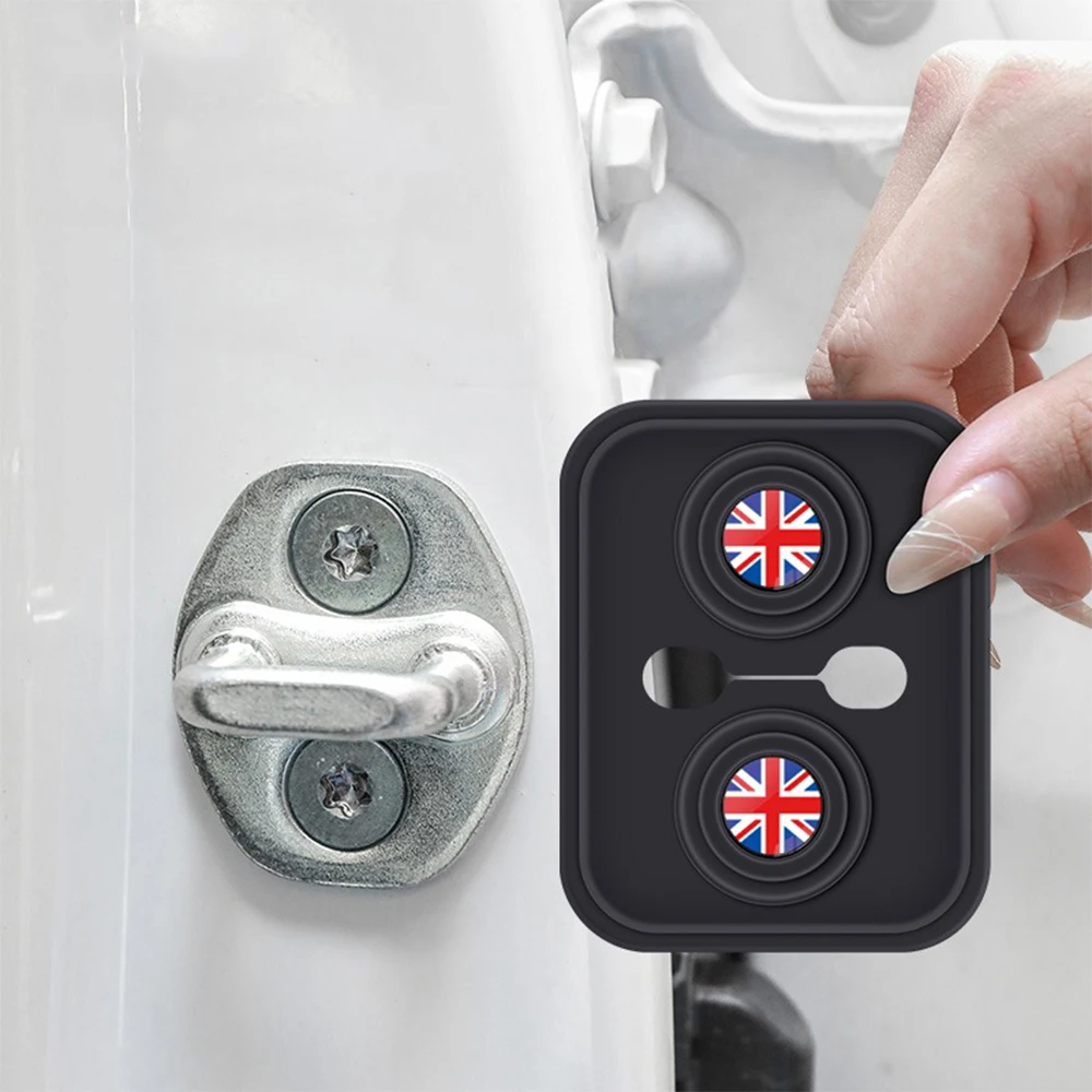 Car Door Rust Resistant Lock Buckle Silicone Cover Union Jack Decoration For MINI Cooper F54 F55 F57 R56 R55 R60 JCW Countryman