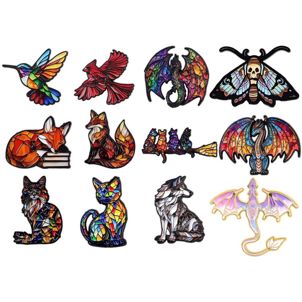 

Retro Cartoon Fox Dragon Lapel Pins for Backpacks Men Women's Brooches on Clothes Badges Enamel Pin Jewelry Decorations Toys