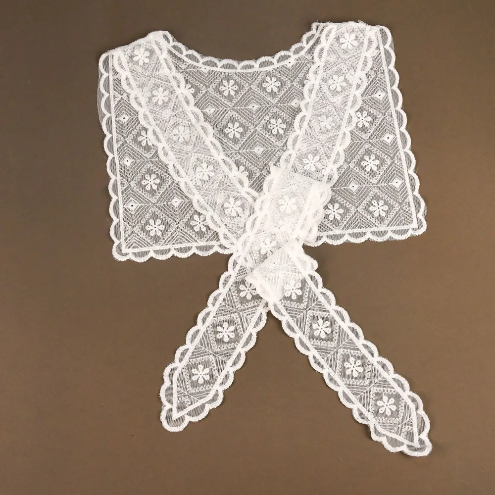 

New Knitted Navy Collar Lace Shawl White Sweet Scarf Clothes Decoration Women