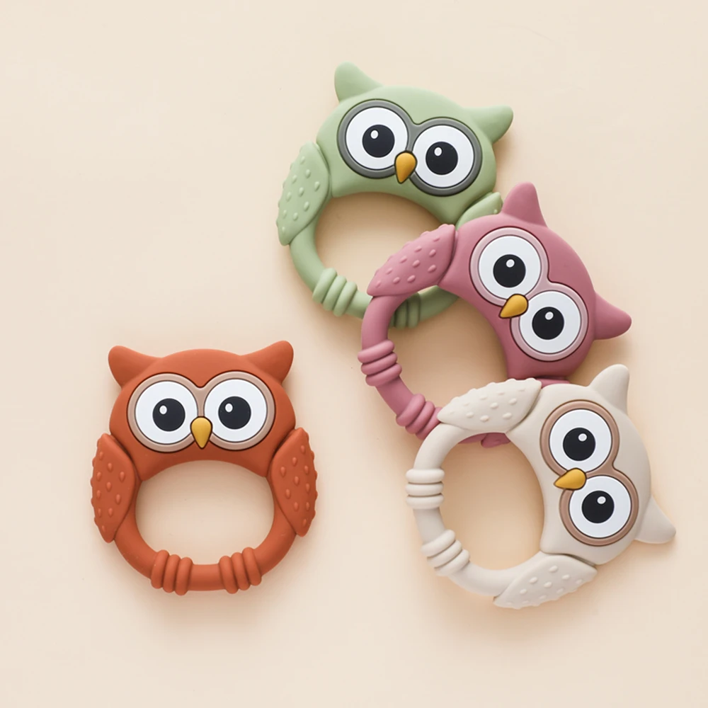 

Silicone owl Teether Baby Cartoon Teething toy BPA Free cute Anti-eating Hand ​newborn Soothing Easy-Grip Sensory Gift