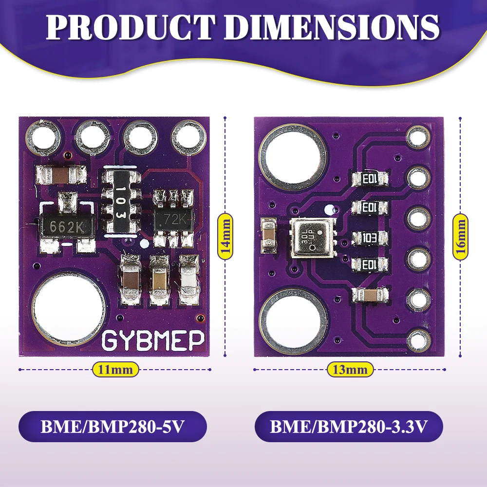 GY BME/BMP280 5V 3.3V Luftdruck-Temperatur-Feuchtigkeits-Sensormodul Barometrischer Drucksensor Temperaturmodul GY-BME280-5V – Detail 2