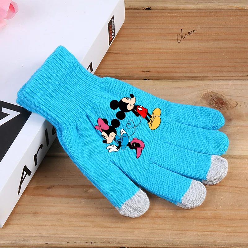 Disney Outdoor Sports Gloves Mickey High Quality Touch Screen Glove Warm Knit Mittens Winter Cycling Ski Glove Kawaii Child Gift