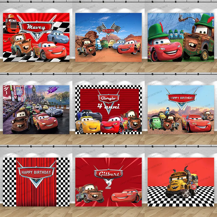 

Lightning Mcqueen Cars Photo Background Custom Boys Birthday Party Decoration Baby Shower Photo Banner
