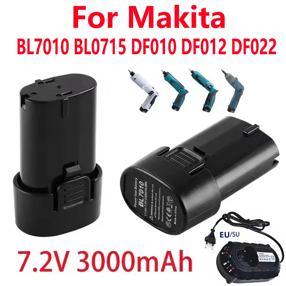 Electric Tool Li-ion New Battery For Makita 7.2V 3000mAh BL7010 BL0715 DF010 DF012 DF022 7.2-4 194355-2 194356-3 Batteries Parts