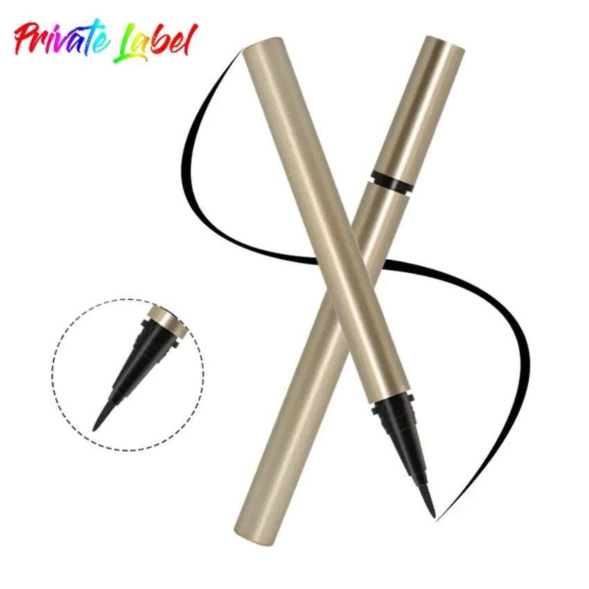 Private Label 5ml Gold Tube Liquid Eyeliner Fast Dry Waterproof Non Smudged Long Lasting Eyes Beauty Makeup Tools Bulk Custom