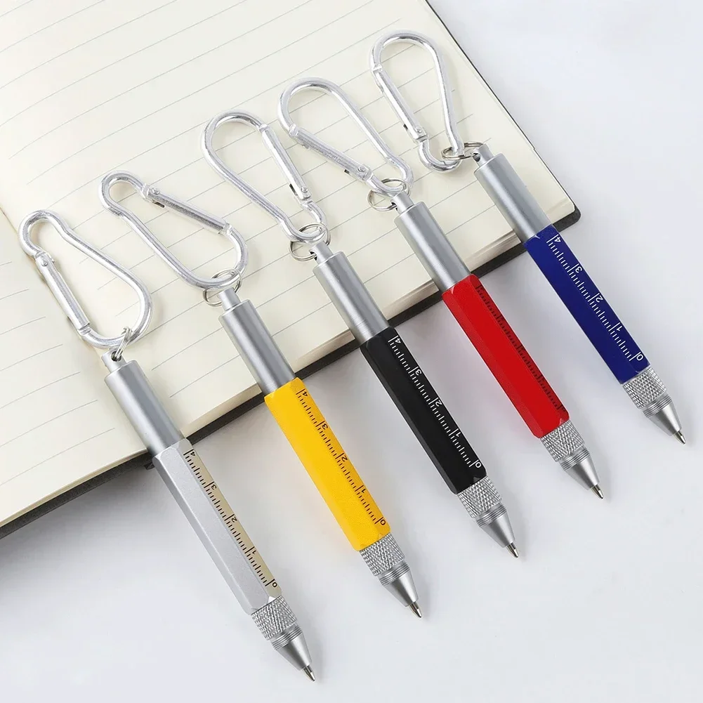 Mini Multifunction Ballpoint Pen Stylus 6 In 1 Metal Screwdriver Touch Screen Tool Pen Small Scale Keychain Pens Accessories