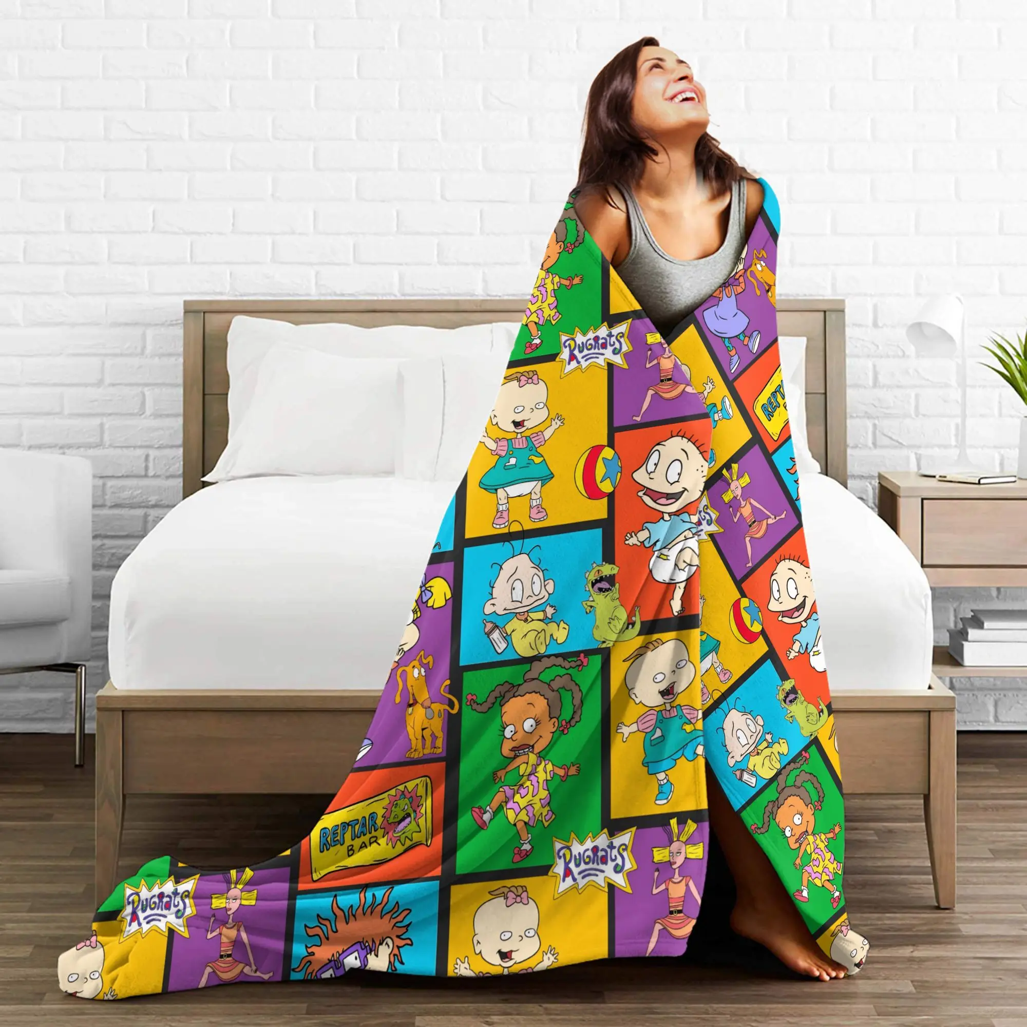 Rugrats الكرتون بطانية سوبر لينة الرسم أفخم الفراش يلقي للأريكة السرير نزهة الفانيلا المفرش غطاء السرير
