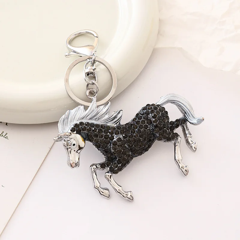 

European and American Cartoon Pendant Diamond Horse Creative Keychain Metal Horse Pendant Bag Parts Accessories