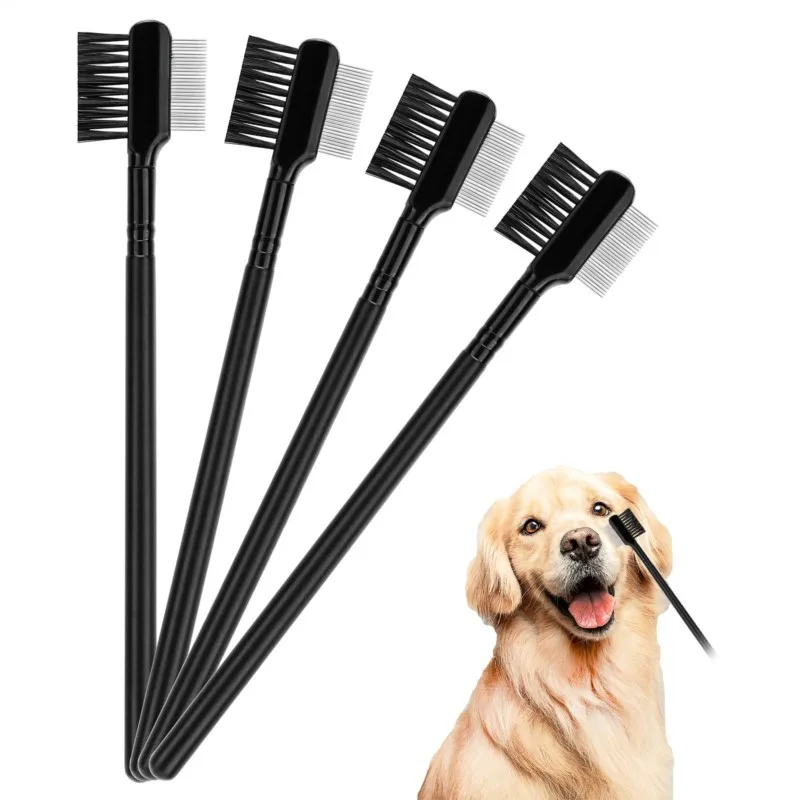 Double-sided Pet Eye Comb Brush Pets Tear Stain Remover Combs Eye Double Head Grooming Brushes Cat Dogs Removing Crust Mucus 1PC