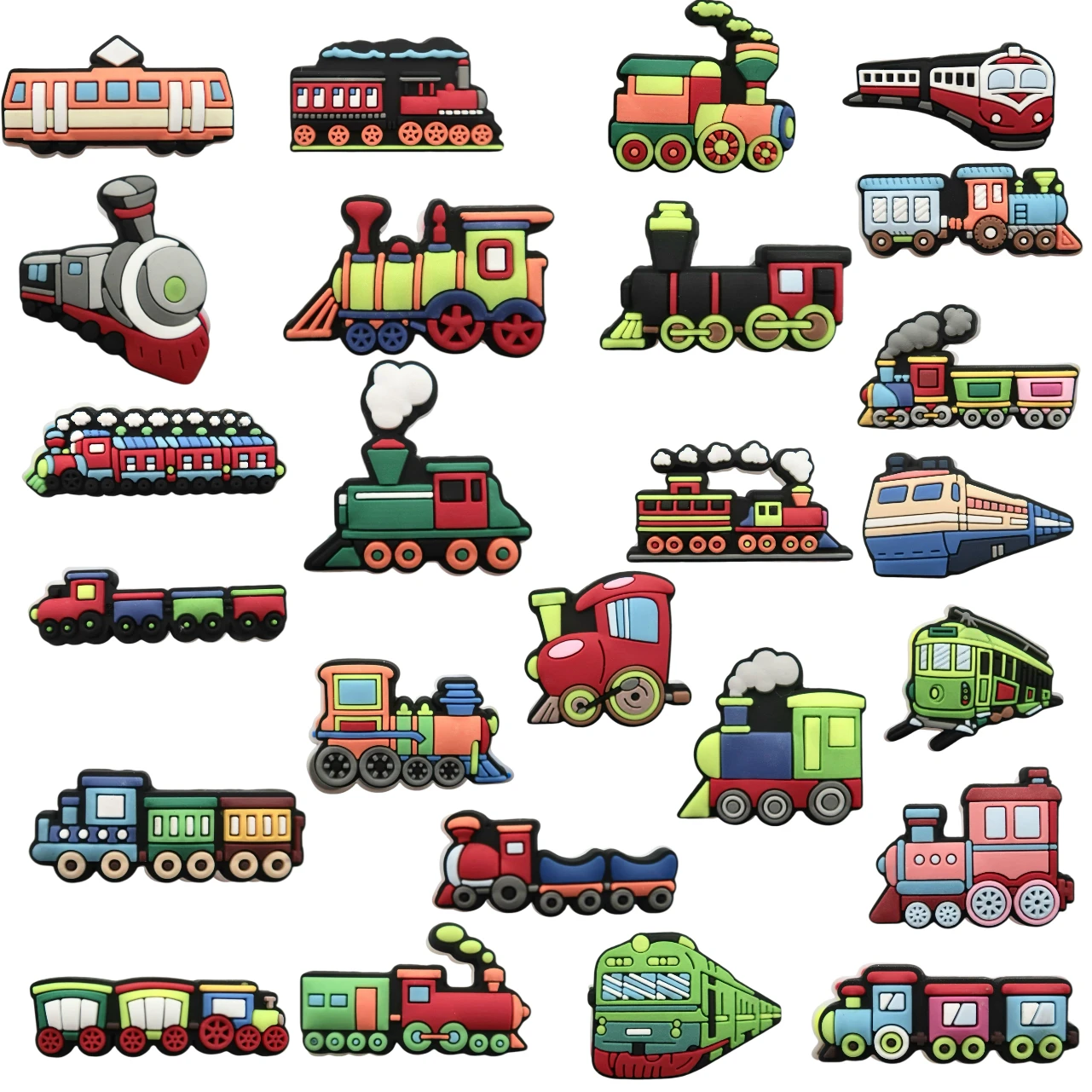 25PCS Little Train Boy Shoes Charms DIY PVC Shoe Bag Accessories For Ocean Enthusiasts Pendant Decoration Kids Xmas Gifts
