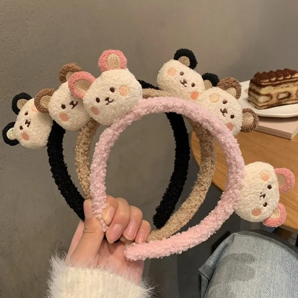 

Colorful Bear Plush Headband Korean Style Large Hairpin Cartoon Plush Headband Hair Accessories Hair Hoop Plush Hairband Ladies