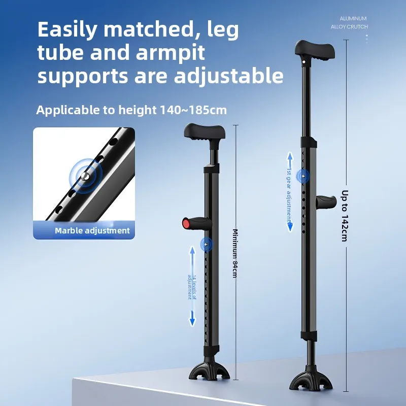 2 in 1 Forearm Crutch Underarm Cane Lightweight Recovery Aid for Fracture Injury