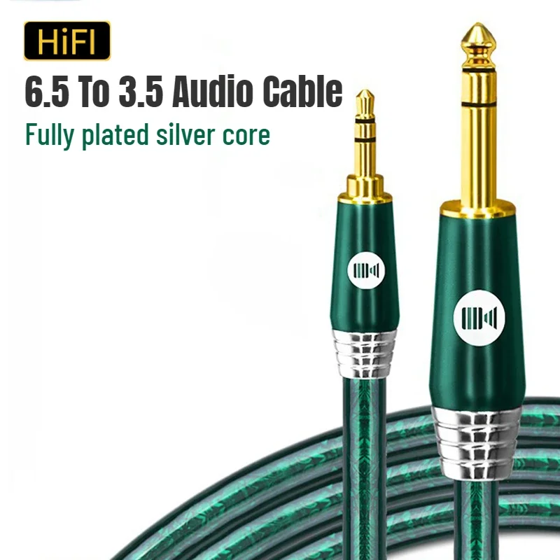 

Профессиональный Hi-Fi посеребренный аудиокабель от TRS 3,5 до 6,5 для телефона, компьютерного усилителя, гитары и других инструментов для динамика