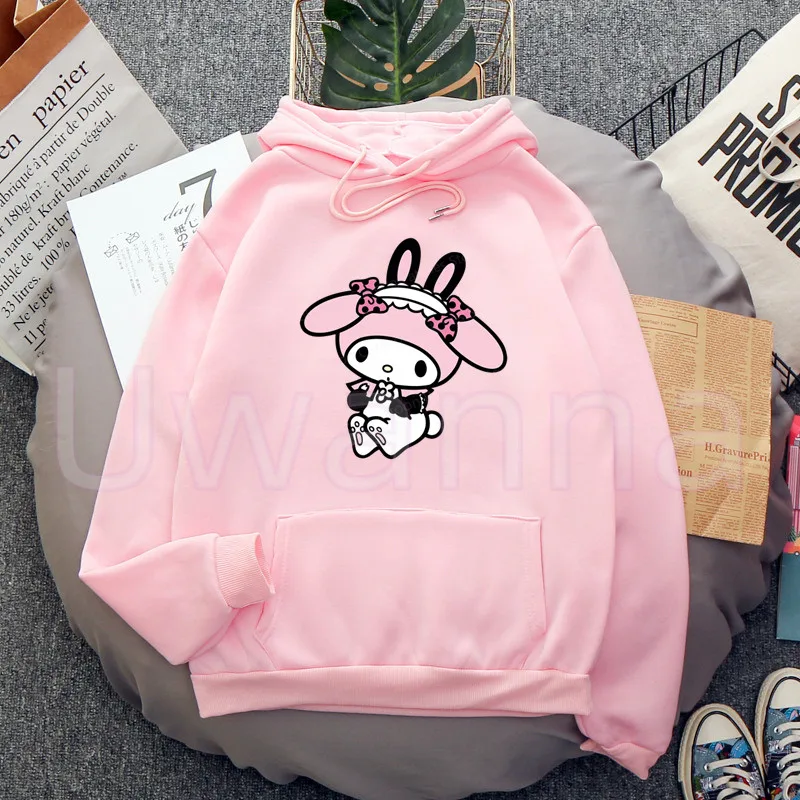 Kawaii My Melody Hoodies Women Graphic Harajuku Loose Hoodie Cute Long Sleeved Hoody Winter Female Sweatshirt Clothing