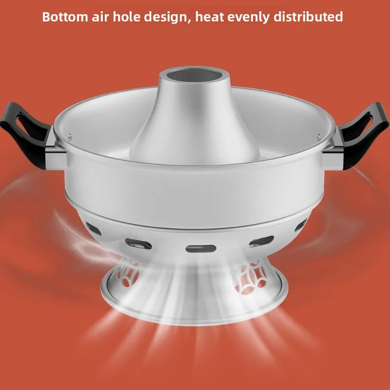 

Traditional Thick Aluminum Hot Pot for Charcoal Fire Old-Style Chinese Mini Commercial Cooker for Beef Intestine Noodles