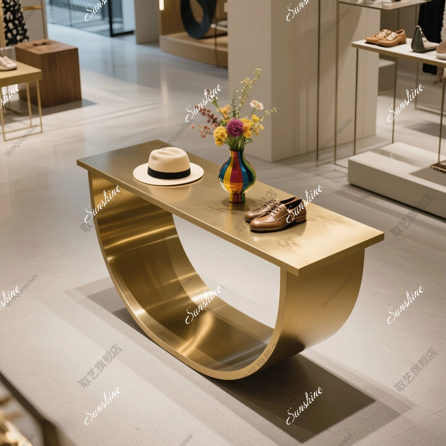 Stainless steel display props and jewelry display table in the middle of the light luxury water table