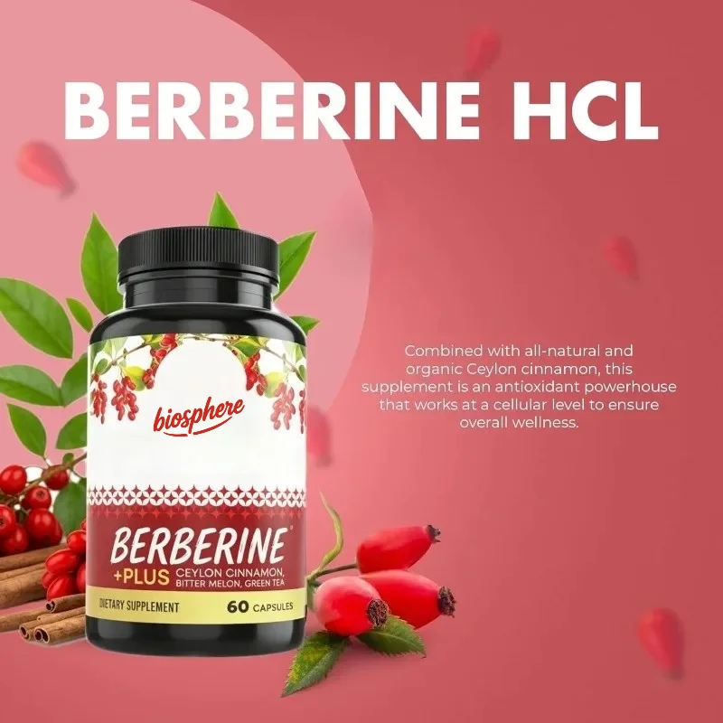 Berberine HCL 1200mg, containing Ceylon cinnamon, bitter gourd, and green tea extracts -60 capsules