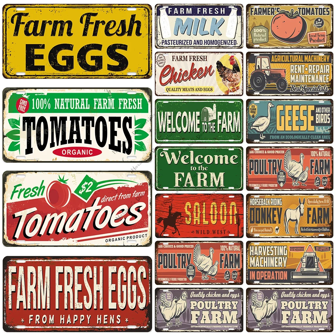 

Farm Metal Tin Sign Fresh Food Metal Signs Poster Rusty Poultry Vintage Poster Home Bar Club Wall Decorative Plate Metal Plaque