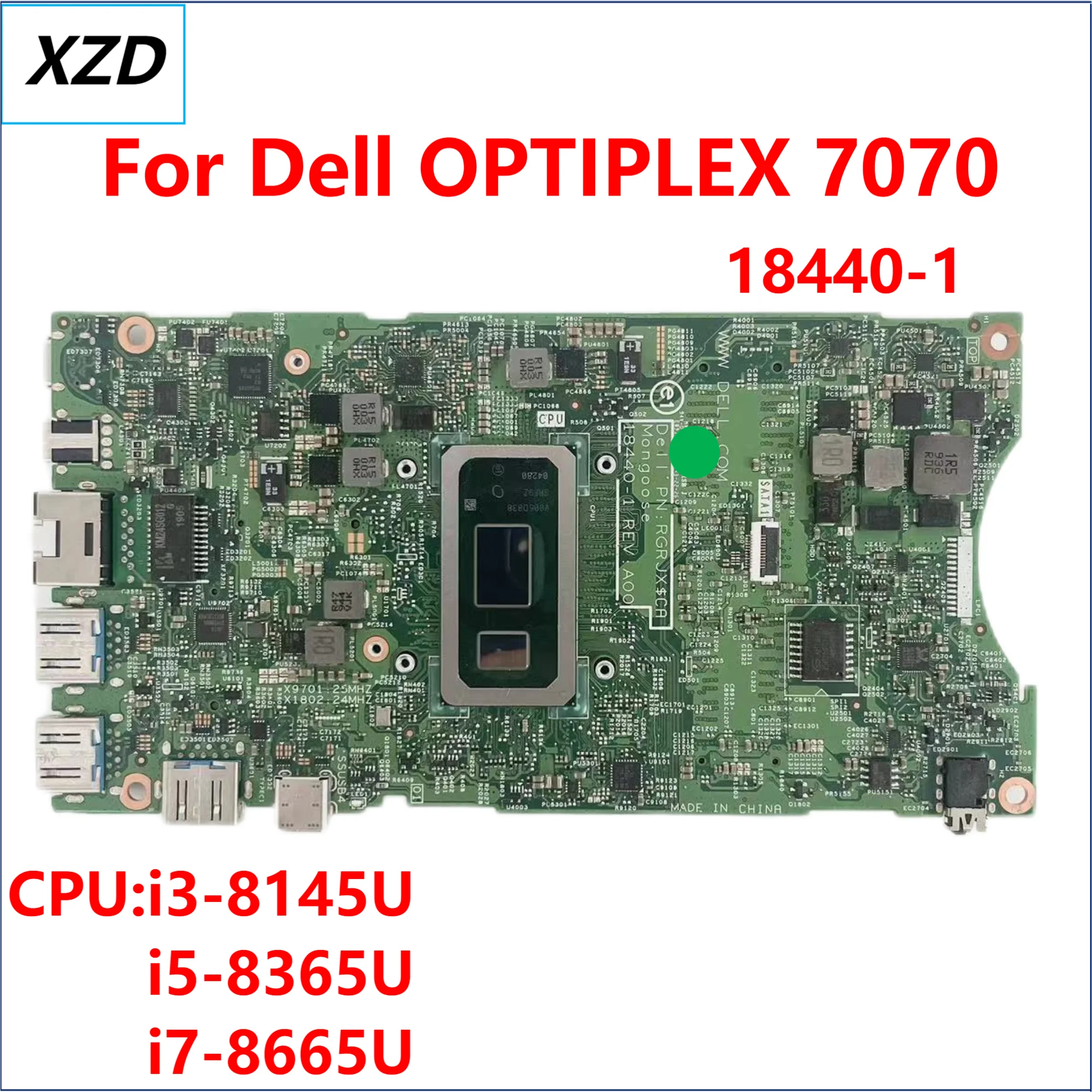 

RGRJX 18440-1 Mainboard For DELL OPTIPLEX 7070 Laptop Motherboard CPU: I5-8365U SRF9Z DDR4 100% Test OK