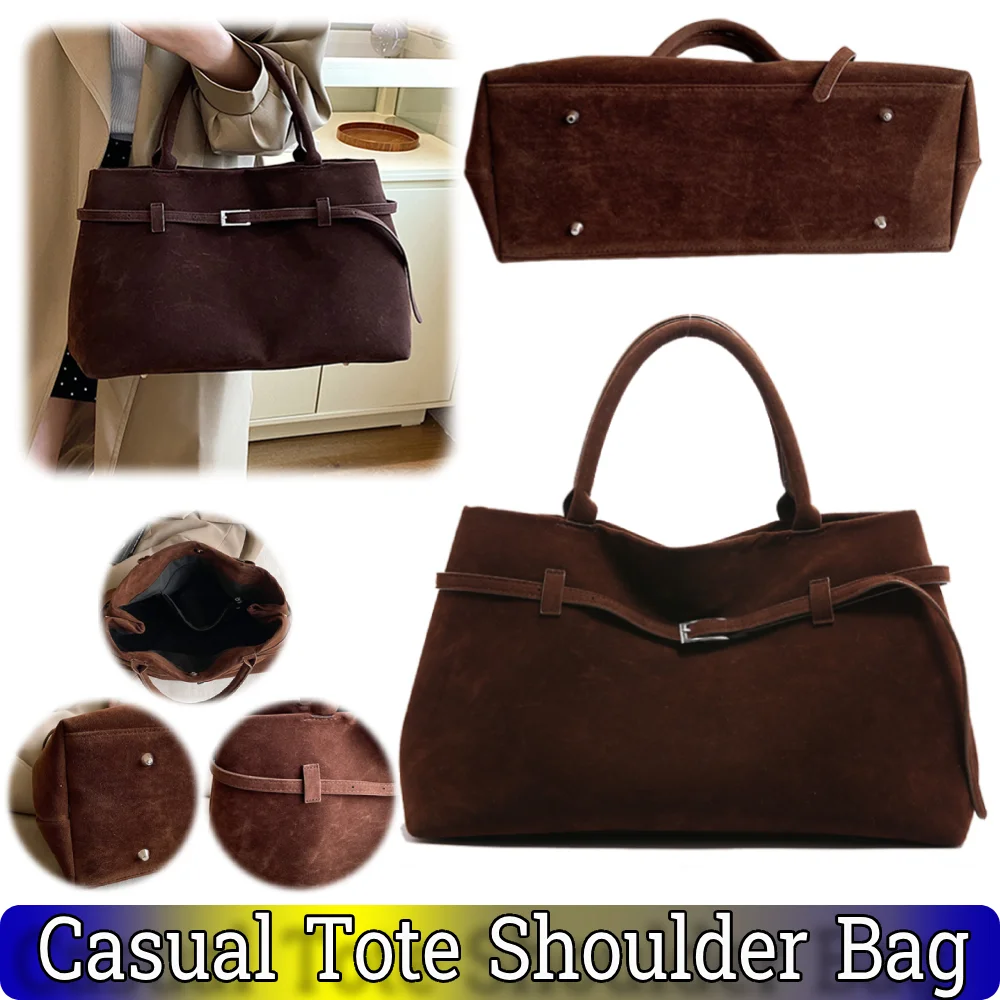 

Women Suede Top Handle Bag Solid Color Handbag Vintage Shoulder Bag Satchel Bag for Work Travel