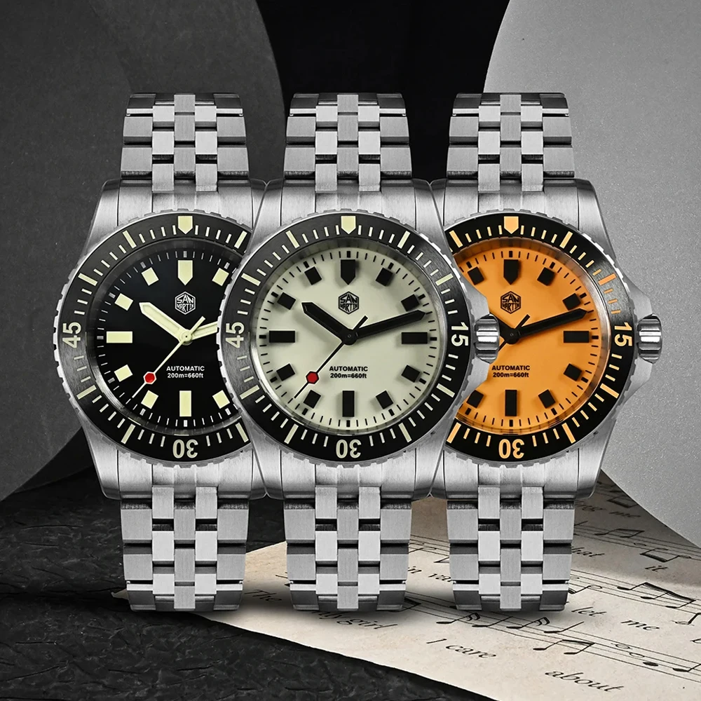 San Martin SN0012 Men Diver Watch 1200HV Hardening Coating Luminous Sapphire   ST2130 Automatic Mechanical Toolwatch