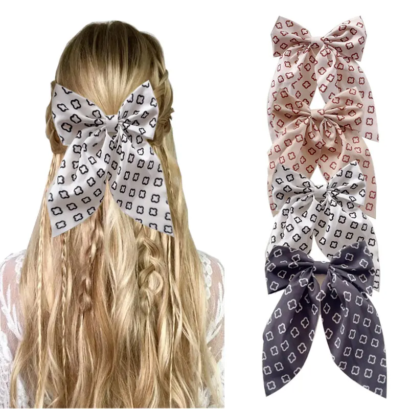 5/4/3/2pcs New popular bow hair clip with square flower pattern, suitable for women's hair clip headwear for daily wear, duckbil