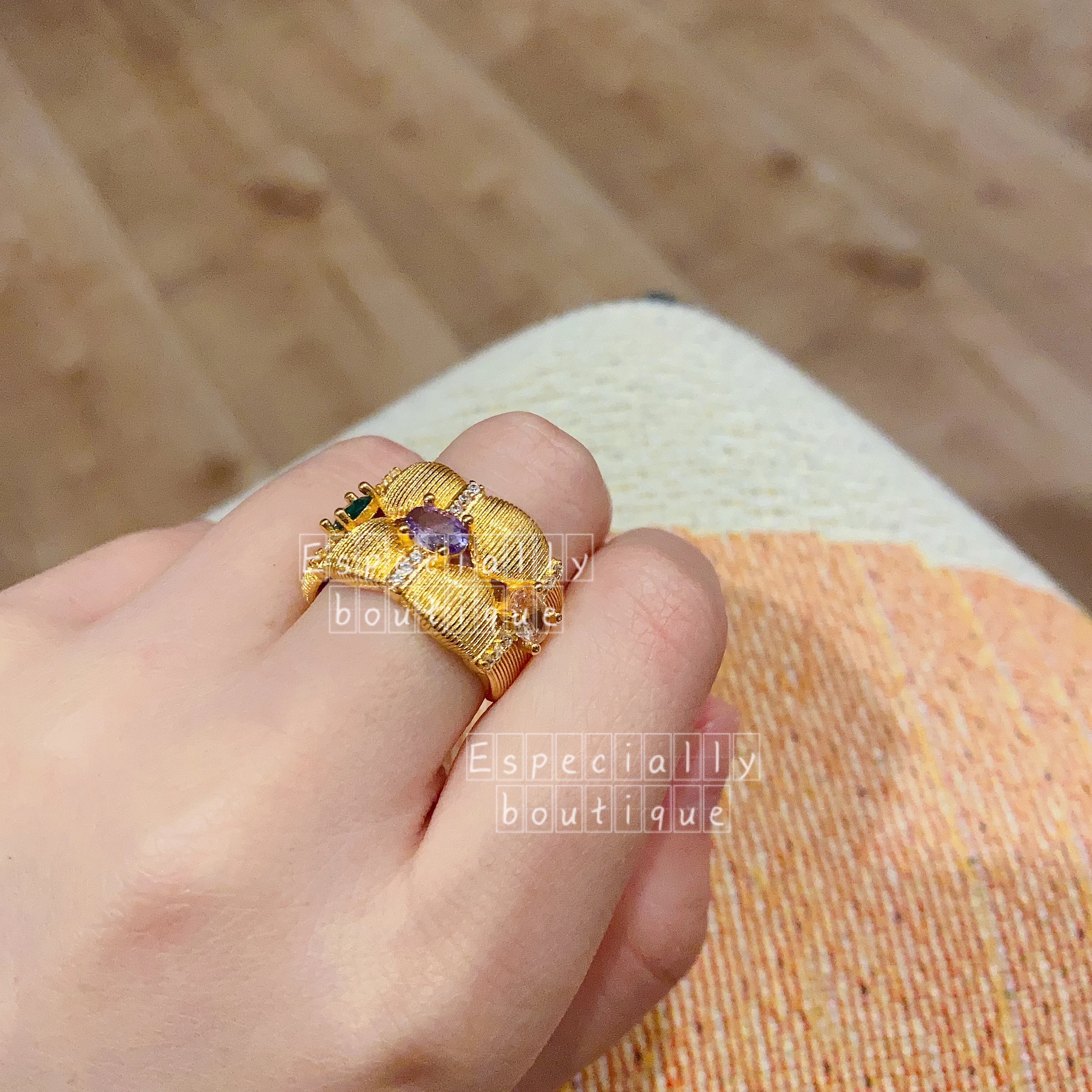 Court vintage Italian COURT square colored zircon opening ring golde baroque retro cuff braceelt for women DUBAI bride JEWELRY