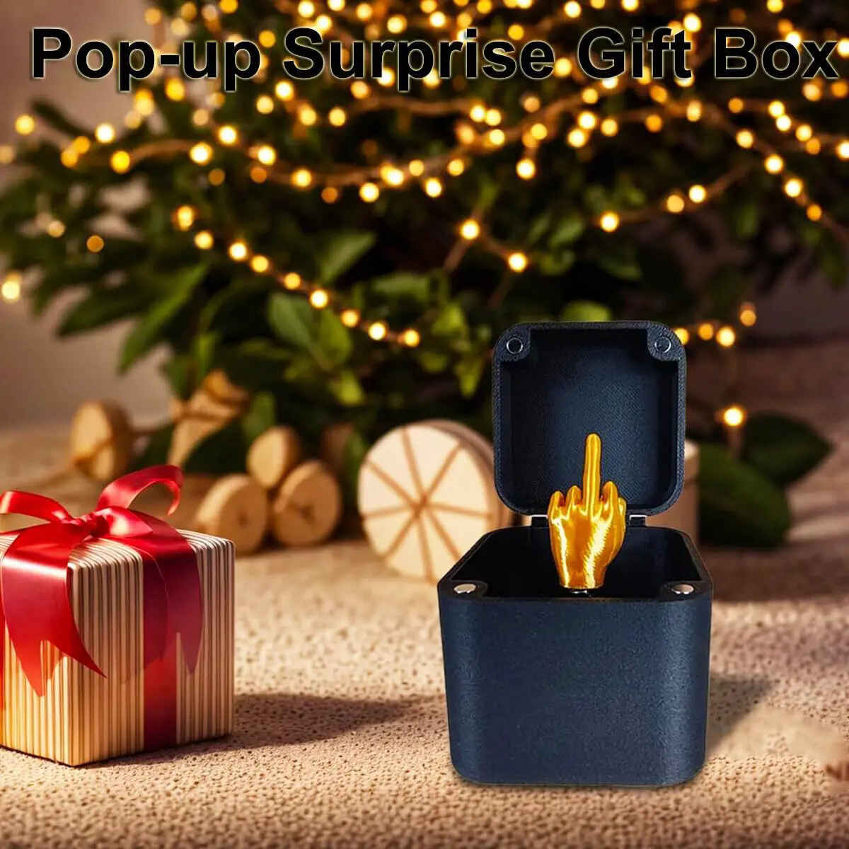 Funny Prank Middle Finger In Box Christmas Box Fun Creative Spoof Hand Gesture Gag Gifts Joke fidget Toy Office Desk Home Decor