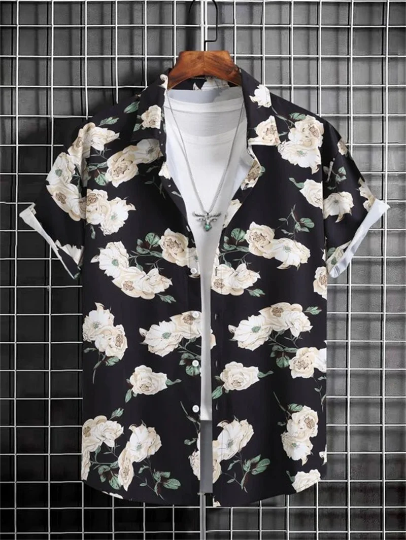 Chemise à fleurs hawaïennes imprimées en 3D pour hommes, vêtements de rue d'été, haut pour hommes, carillon, fête de plage, vêtements sociaux, 3XL