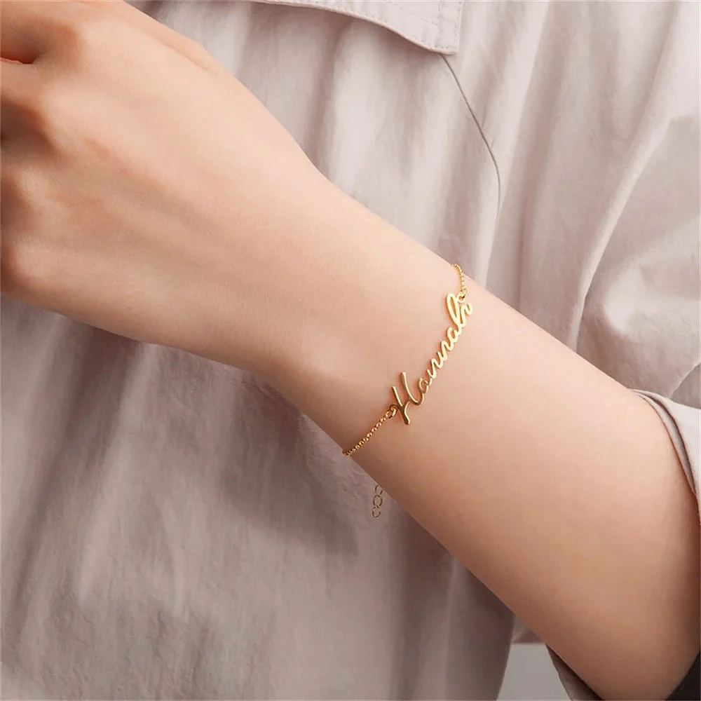 Customizable Stainless Steel Bracelet Hand Chain Personalized Luxury Bracelets for Women Gold Name Bracelet Birthday Gifts