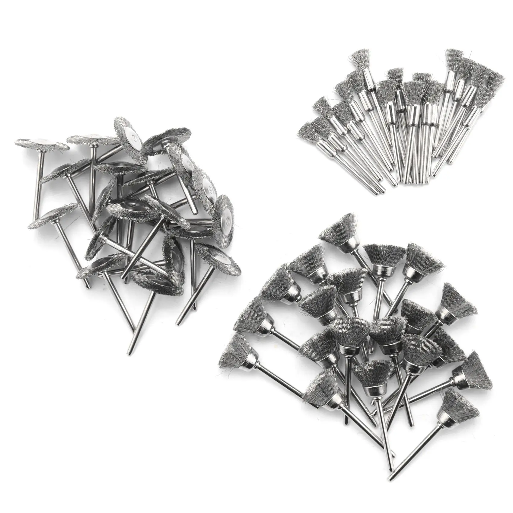 Steel Rotary Brush For 60Pcs 3Mm Shank Wire Wheel Brush Mini Drill Rotary Tool For Metal Rust Polishing-Tvdae