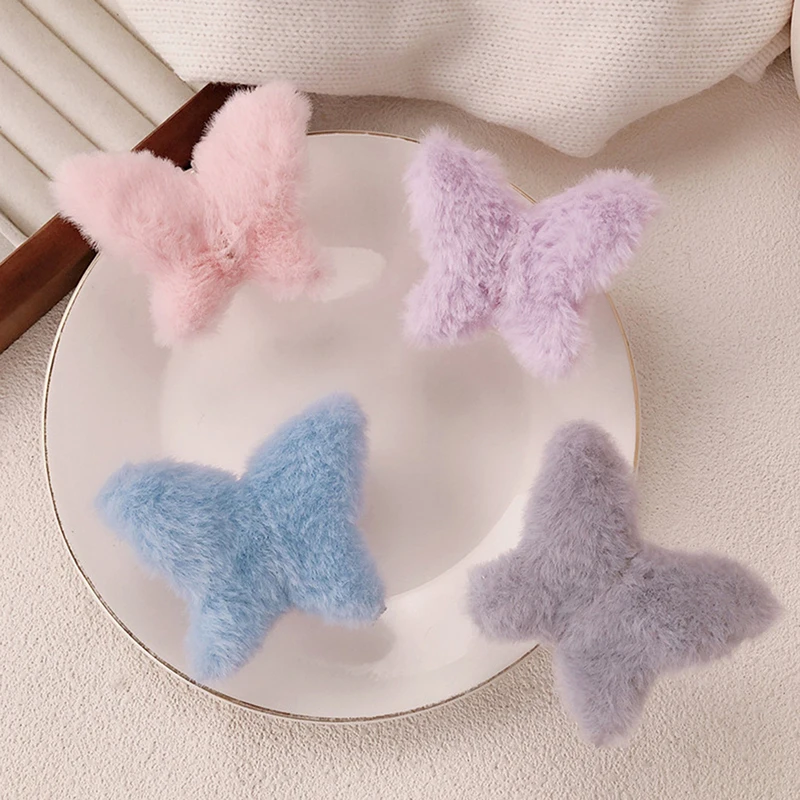 Cute Autumn Winter Plush Butterfly Shark Clip Versatile Large Barrette For Women Girls Sweet Fashion Hair Accessories Gifts