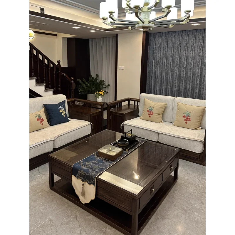 

The product can be customizedCustomized new Chinese style white wax wood all solid wood sofa combination, light luxury, h