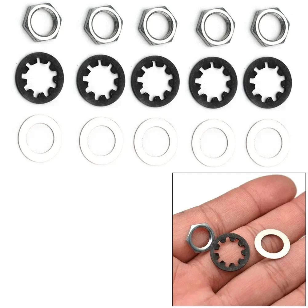 

15Pcs Potentiometer Nuts Set Washers Fits CTS Guitar Pots Switchcraft Accessories Hex Nuts Flat Washers Lock Gasket Guitar Parts