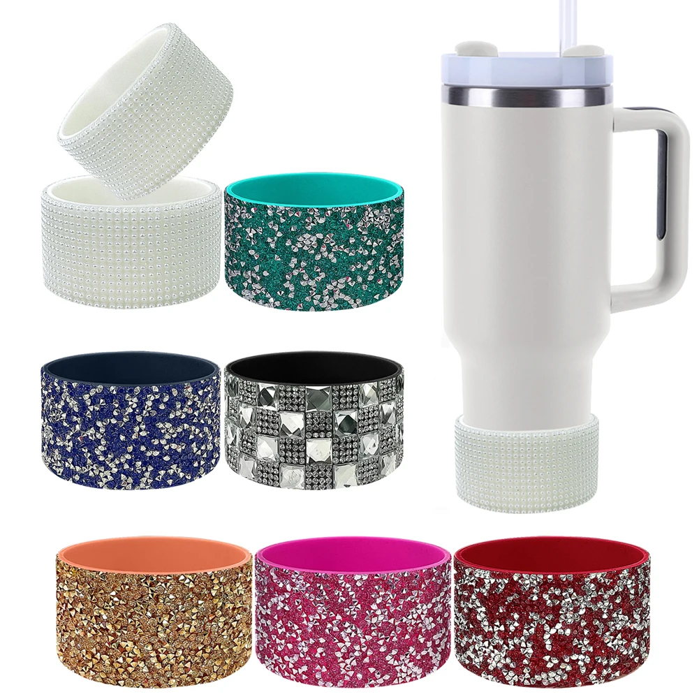 1Pcs Glitter Silicone Boot For Stanley Tumbler 40oz/Owala Cup Bling Cup Bottom Protector Accessories Diamond Anti-slip Cover