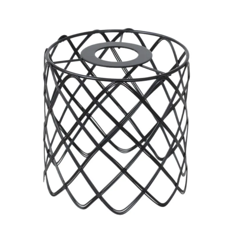 LLCS-E14 Hanging Light Shade Open Bottom Black Wire Lamp Lampshade Easy Installation Metal Frame Modern Design Light Cover