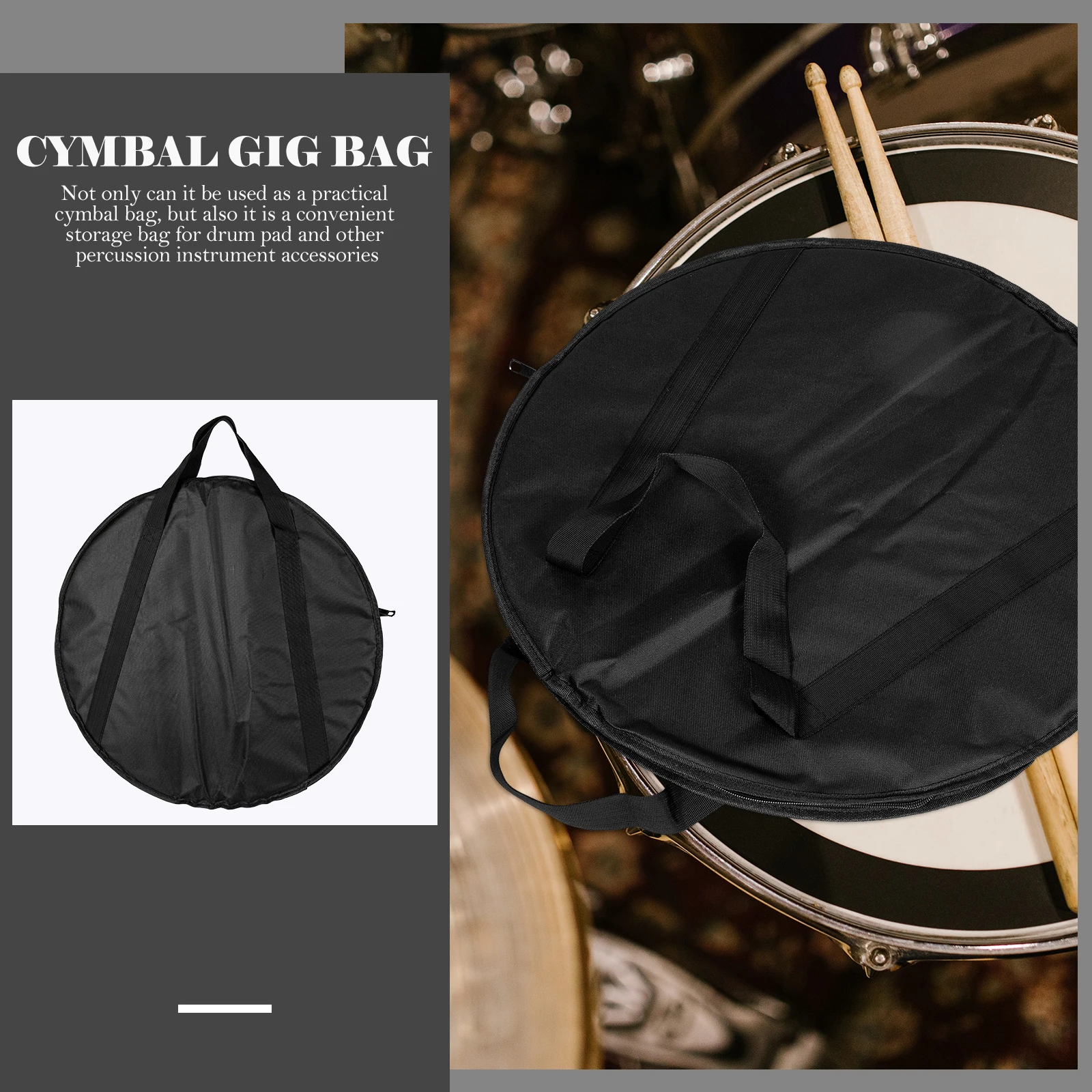 

Portable Cymbal Bag Durable Tear Resistant Waterproof Storage Bag for Drum Pad Percussion Instrument Accessory Travel Tote Case