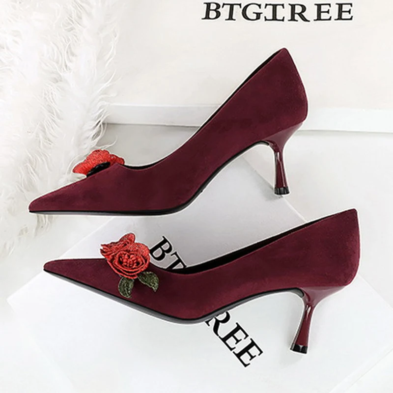 

BIGTREE/2026, весенние модные пикантные туфли-лодочки на тонком шпильке с цветочным принтом, женская удобная вечерняя женская обувь, Zapatillas De Mujer