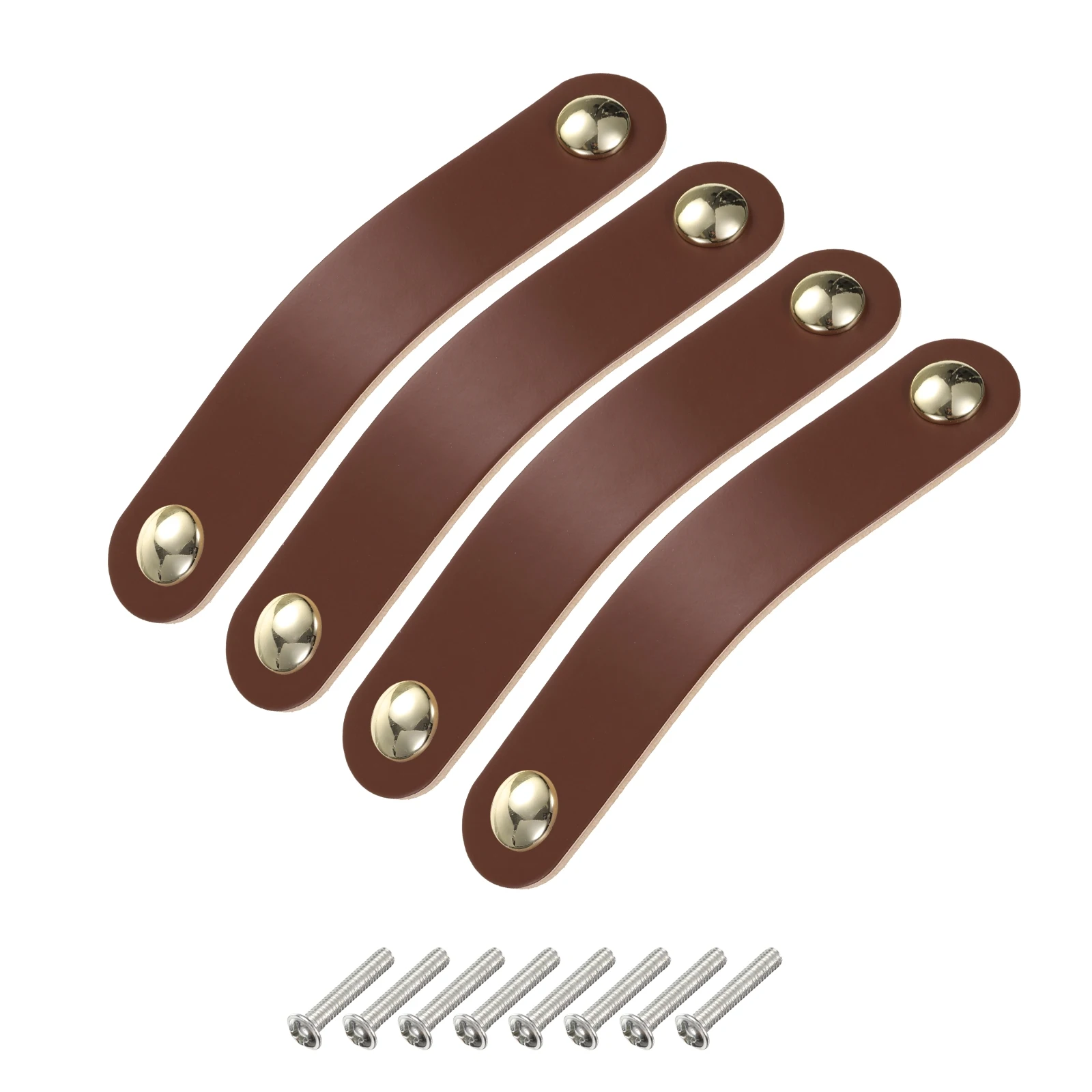 

4 Packs Leather Drawer Pulls Double Hole Leather Drawer Knobs Furniture Dresser Handles Pulls with Screws for Dressers Drawers