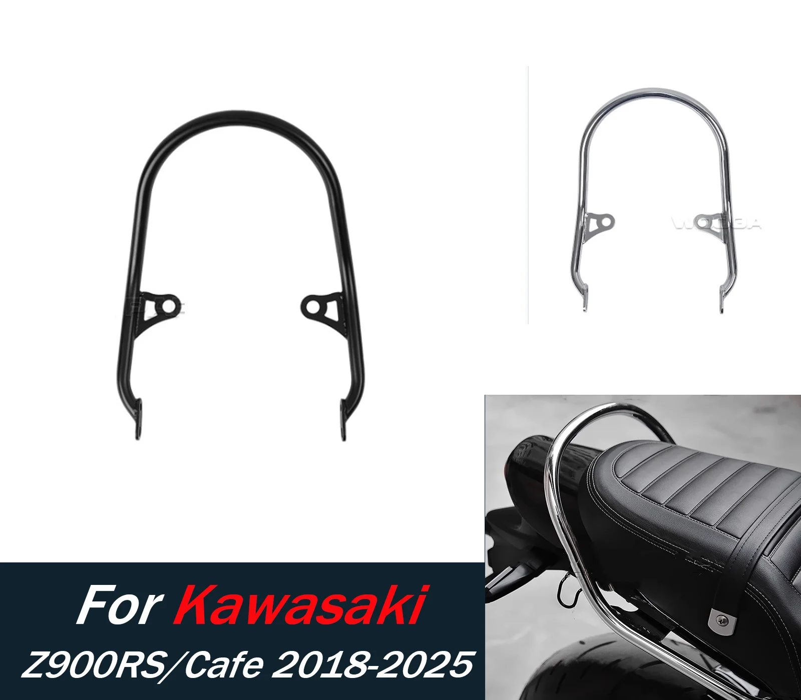 

Для Kawasaki Z900RS/Cafe 2018-2025 Z900 RS стальной задний багажник на пассажирское сиденье, поручень, аксессуары для мотоциклов