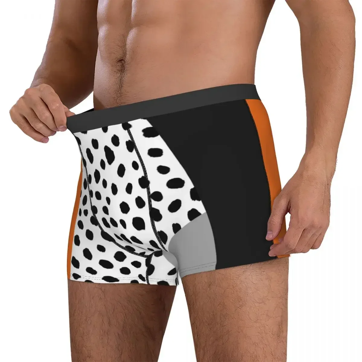 Boxer Underpants Shorts Geometric Polka Dot Black Orange And Grey Panties Men Breathable Underwear for Homme Man Boyfriend Gifts