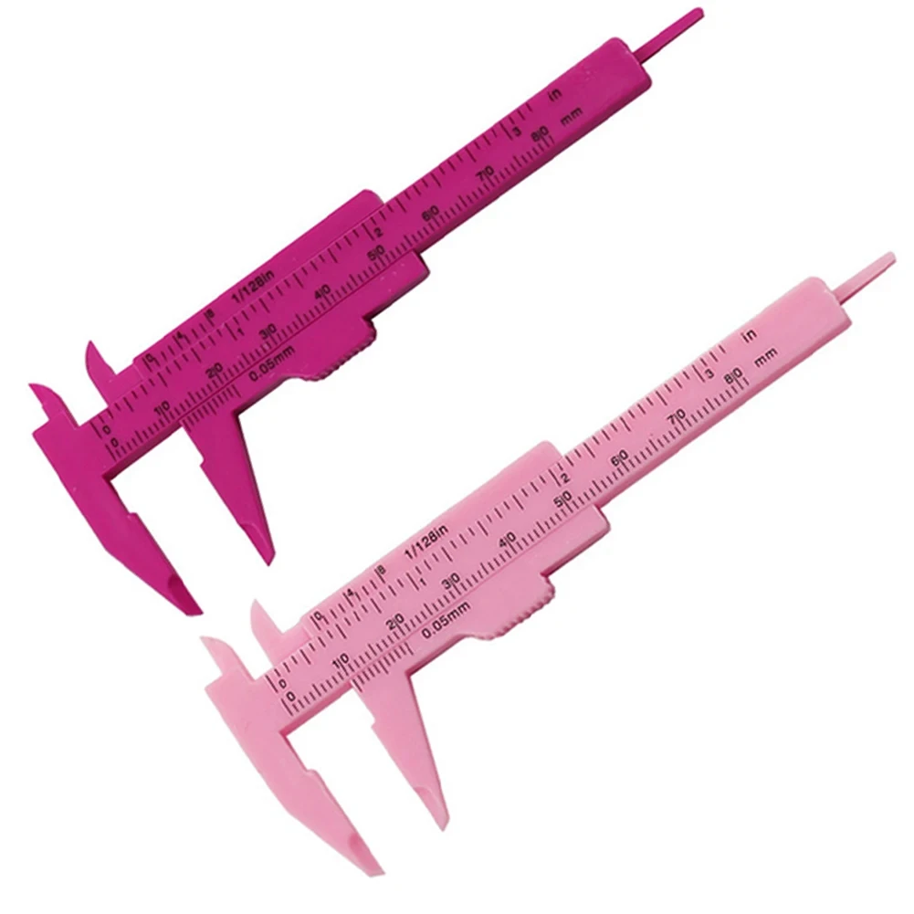 Großhandel 0-80mm Rosarotes Doppelskala-Schiebemessgerät für Permanent Make-up, Tattoo-Augenbrauenlinien- und Lippenmesswerkzeug zum Messen bei Tattoos – Detail 4
