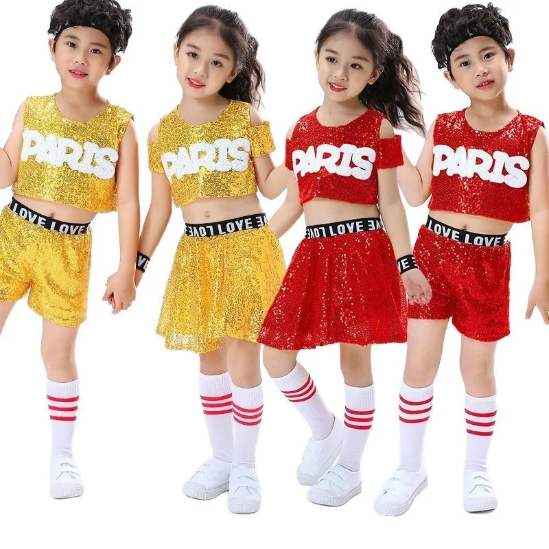 Children's Jazz Dance Costume Sequins Girls Street Dance Lala Exercise Costume Girls Cheerleading Dance Costume