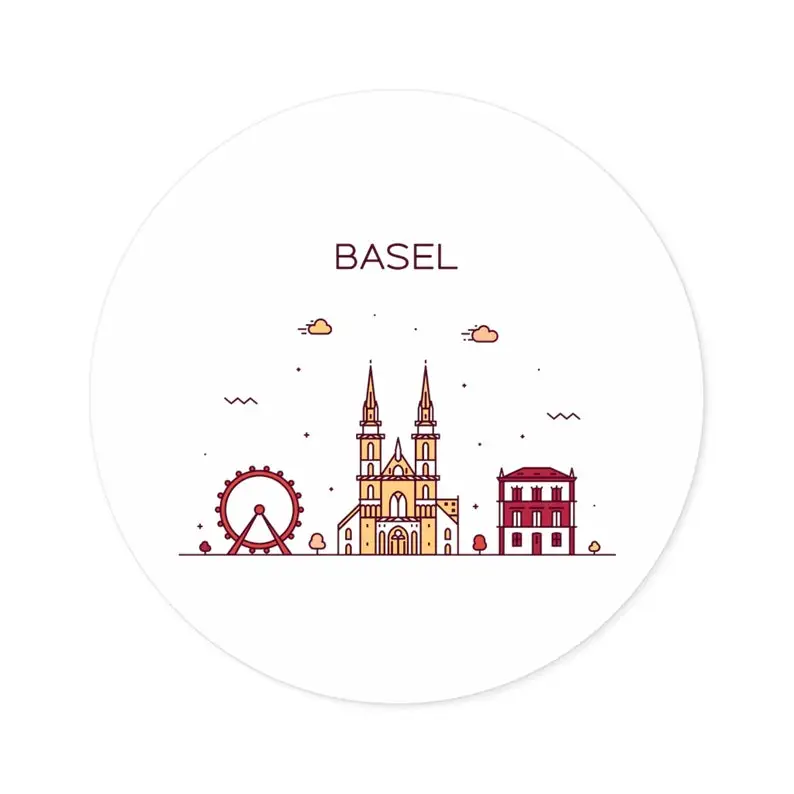 Basel Switzerland City Skyline Water Resistant PVC Vinyl Sticker For Bumper And Laptop Travel Souvenir Decoration Decal
